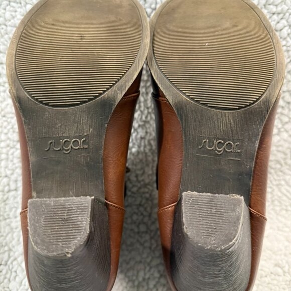 Sugar Inez Brown Cuban Heel Lace-Up Booties 9M - Picture 5 of 5